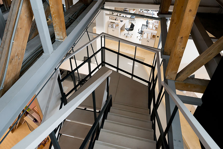 Mezzanine and stairs